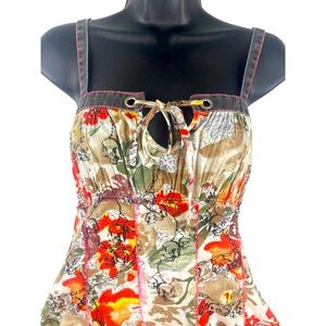 Firetrap women’s dress denim straps trim small 34/36 chest excellent